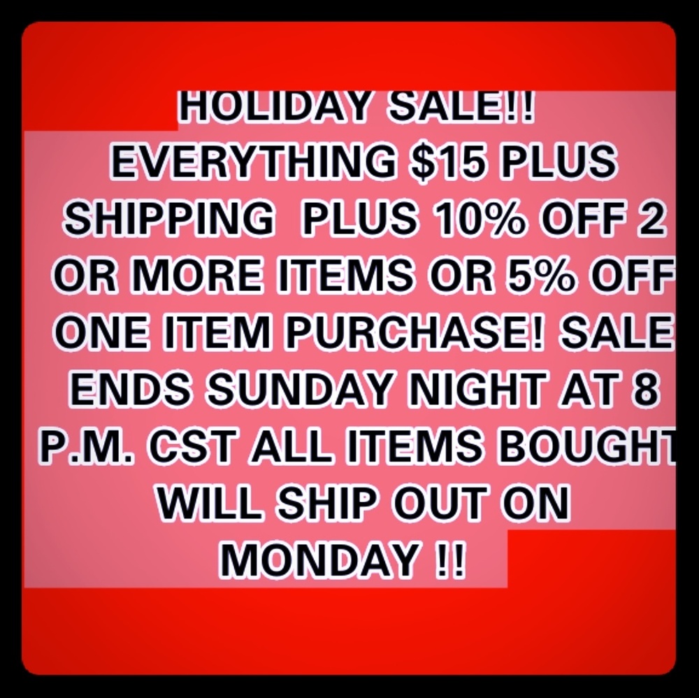 EVERYTHING $15 SALE MOST ITEMS $4.99 Shipping !!